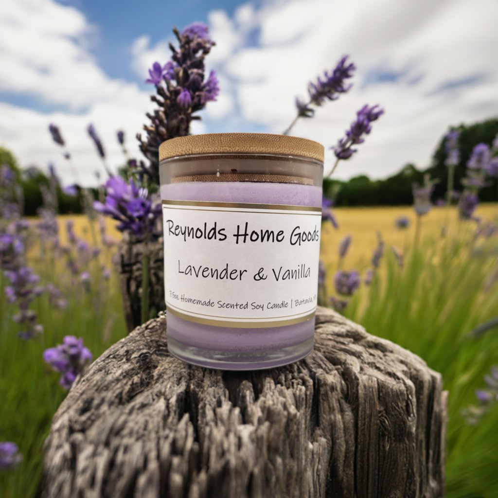 Lavender Vanilla 7.5oz Soy Wax Candle - Reynolds Home GoodsHomemade Soy Wax CandleReynolds Home Goods